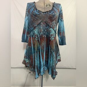 Unity World Wear Blue and Brown Tunic‎ Top